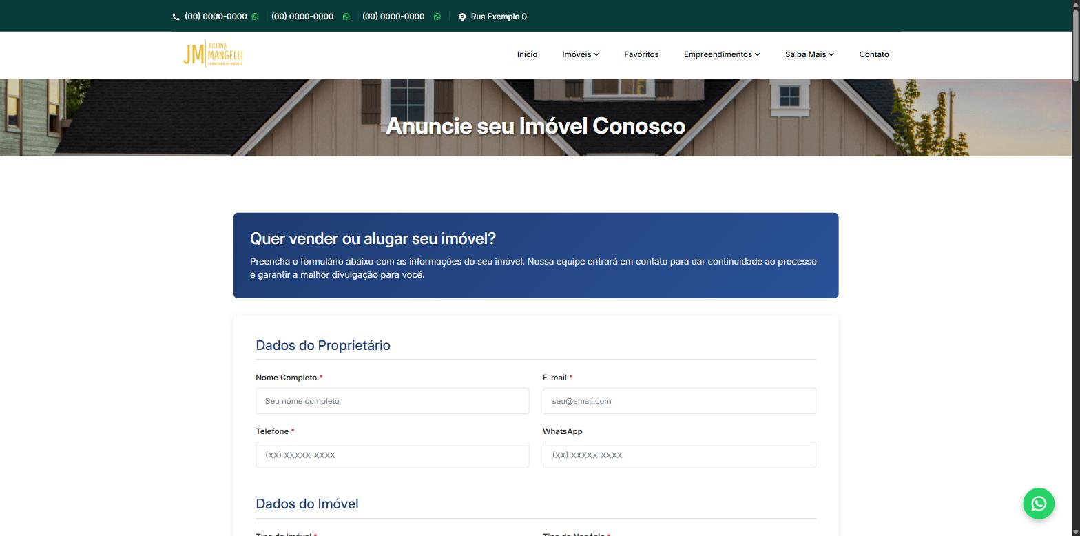 Topo da página de cadastro de imóvel pelo proprietário, com bloco de introdução e início do formulário
