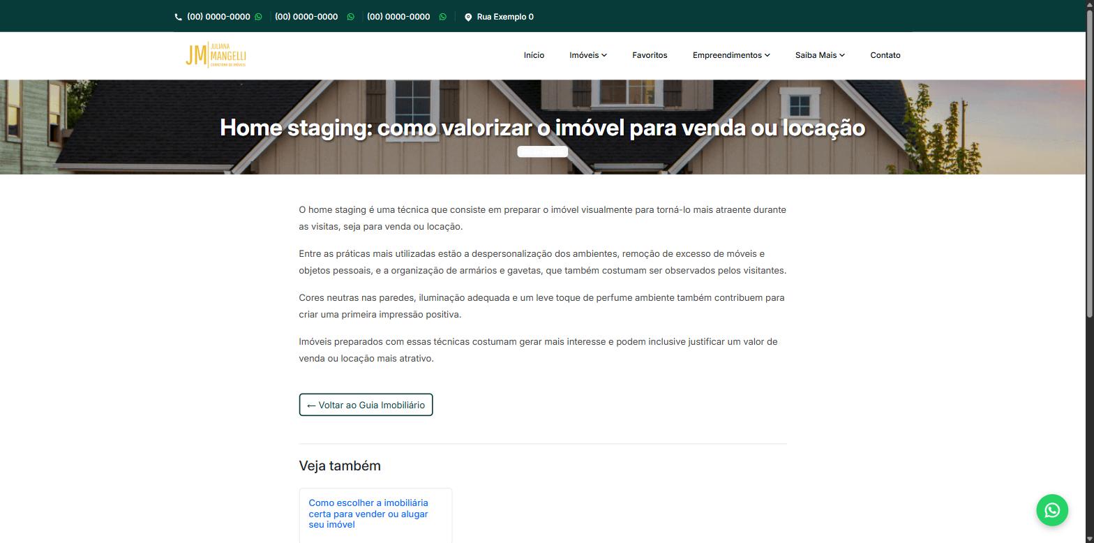 Artigo completo do Guia Imobiliário com texto corrido e seção Veja também com links internos